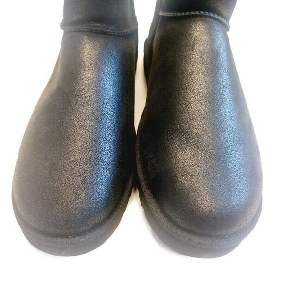 UGG Classic Mini Bomber Suede Sheepskin Boots Mens Size 18 Black 1007307 - Picture 2 of 9